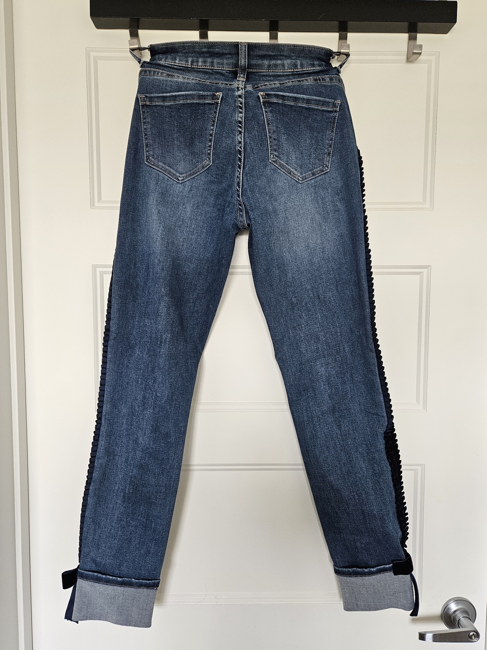 CHARLIE B Dark Blue Boyfriend Jeans with Navy Side Trim